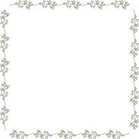 Square frame with creative branches on white background. Doodle style. Vector image.