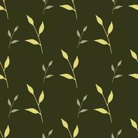 Seamless pattern with light green leaves in discreet green colors on white background. Vector image.