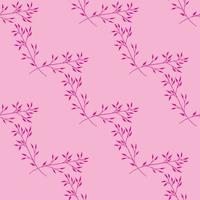 Seamless pattern with bright pink branches on light pink background. Vector image.