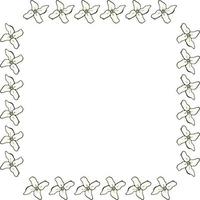 Square frame with light flowers on white background. Doodle style. Vector image.
