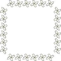 Square frame with light flowers on white background. Doodle style. Vector image.