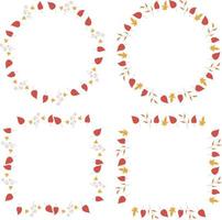 Set of frames with red, orange and yellow autumn leaves. Vector image