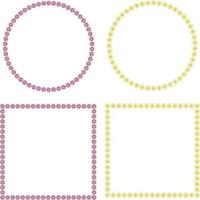 Set of frames with cozy pink and yellow doodle flowers. Vector image.