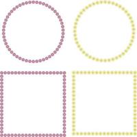 Set of frames with cozy pink and yellow doodle flowers. Vector image.