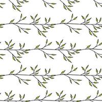 Seamless pattern with creative branches on white background. Vector image.