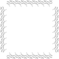Square frame with black-and-white branches on white background. Doodle style. Vector image.