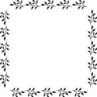 Square frame with creative black branches on white background. Doodle style. Vector image.