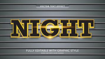 night text effect editable with graphic style vector