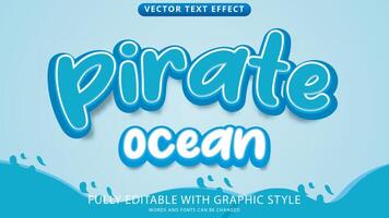 efecto de texto pirata oceánico editable con estilo gráfico vector