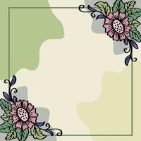 Floral frame with hand drawn flowers vector