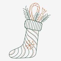 Christmas stocking with a candy cane. New Year Coloring. Winter mood. vector