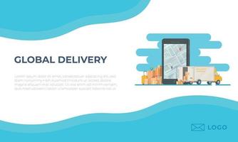 Vector illustration of ordering delivery at the door.