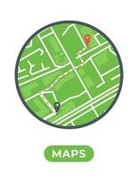 Vector illustration of maps. The route to the right place. Delivery at the door. Post office.