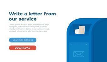 Vector illustration of email website design. Envelope with laptop virus protection software. Write a letter from our service.