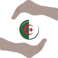 dibujado a mano de vector de bandera de argelia, dibujado a mano de vector de dinar argelino