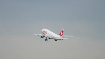 AMSTERDAM, THE NETHERLANDS JULY 26, 2017 - SWISS Airbus 319 HB IPT accelerate and take off on 18L Aalsmeerbaan, Shiphol Airport, Amsterdam, Holland video