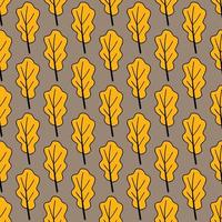 Autumn yellow oak leaf in doodle style. Seamless illustration. Hello, Autumn. For textile, background or wrapping paper. Vector. vector