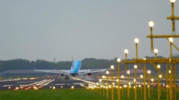 AMSTERDAM, THE NETHERLANDS JULY 27, 2017 - KLM Cityhopper Embraer 175 landing on runway 18R Polderbaan. Shiphol Airport, Amsterdam, Holland video