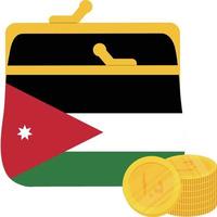 dibujado a mano de vector de bandera jordana, dibujado a mano de vector de dinar jordano