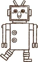 Crazy Robot Charcoal Drawing vector