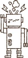 Waving Robot Charcoal Drawing vector