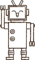 Waving Robot Charcoal Drawing vector