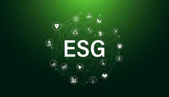 Abstract ESG with icon concept sustainable corporate development Environment, Social, and Governance on a modern green background. vector