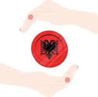 dibujado a mano de vector de bandera de albania, dibujado a mano de vector de lek albanés