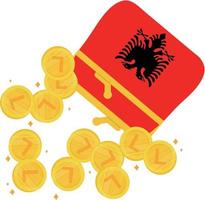 dibujado a mano de vector de bandera de albania, dibujado a mano de vector de lek albanés