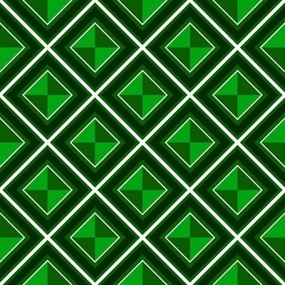 Green jewel seamless pattern. Vector fabric print template. Luxury rhombus ornament. Geometric checkered carpet background.