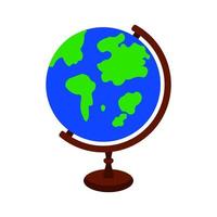 Globe object cartoon icon isolated on white background. Traveling concept, earth round map. vector