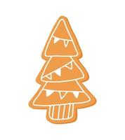 Icono de árbol de Navidad de galleta de jengibre aislado sobre fondo blanco. dulce comida tradicional. vector