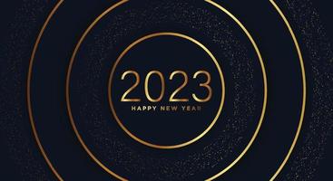 Happy New 2023 Year. Vector holiday illustration of golden numbers 2023