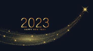 2023 New Year Abstract shiny color gold wave design element. vector