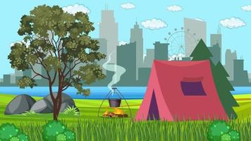 camping in de buurt de meer in zomer video