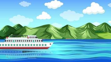 de schip is Aan de oceaan in de buurt groen eiland video