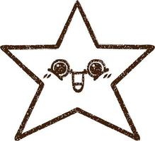 Happy Star Charcoal Drawing vector