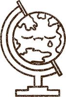 Crying Globe Charcoal Drawing vector