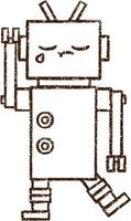 Waving Robot Charcoal Drawing vector