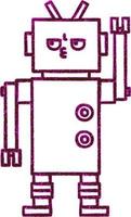 Waving Robot Charcoal Drawing vector