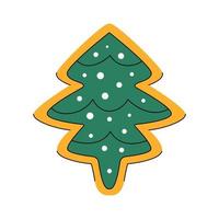 galleta de jengibre navideña en forma de abeto decorado vector