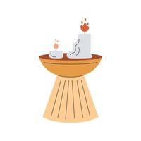 Cute minimalistic composition with a table and burning candles vector