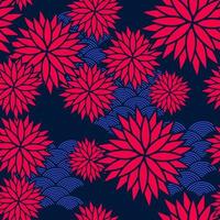Seamless pattern of chrysanthemums in Asian style. Vector illustration
