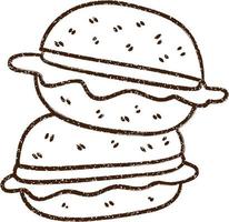 dibujo al carboncillo de hamburguesas vector