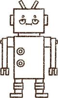 Crazy Robot Charcoal Drawing vector