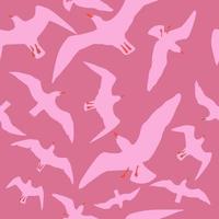 Vector seamless pattern with silhouettes of seagulls flying in the sky