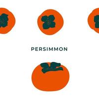 Seamless pattern. Colorful fruit pattern of fresh whole and sliced persimmon fruits. Vector illustration