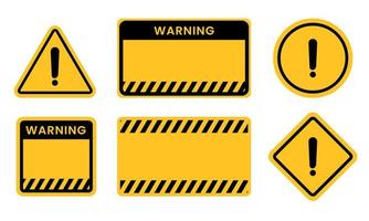 Yellow warning sign square triangle circle. Blank warning sign on white background. Vector illustration