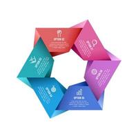 Hexagon infographic with 6 workflow, process, planning, and presentation options vector