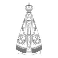 Our Lady of Conception Aparecida Vector Illustration Outline Monochrome